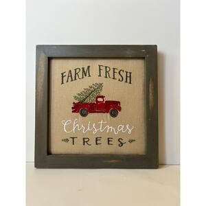 Embroidered Framed "Farm Fresh Trees"